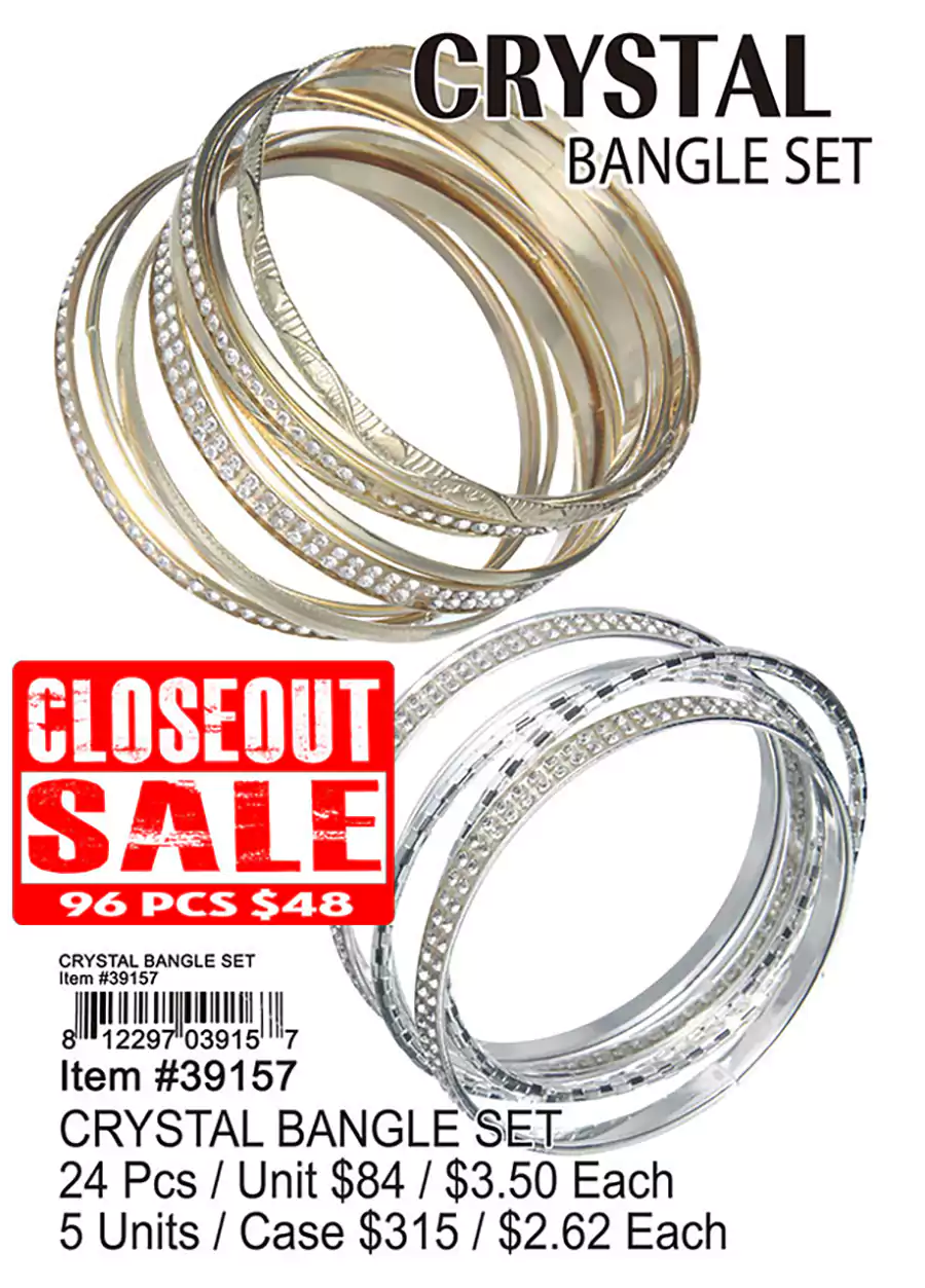 Crystal Bangles Set - Closeout 144 Pcs.